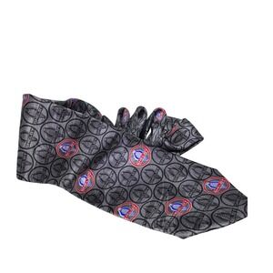 Dem Crazy Shelby Cobra Mens Silk Necktie Grey Black Logo Print 138500